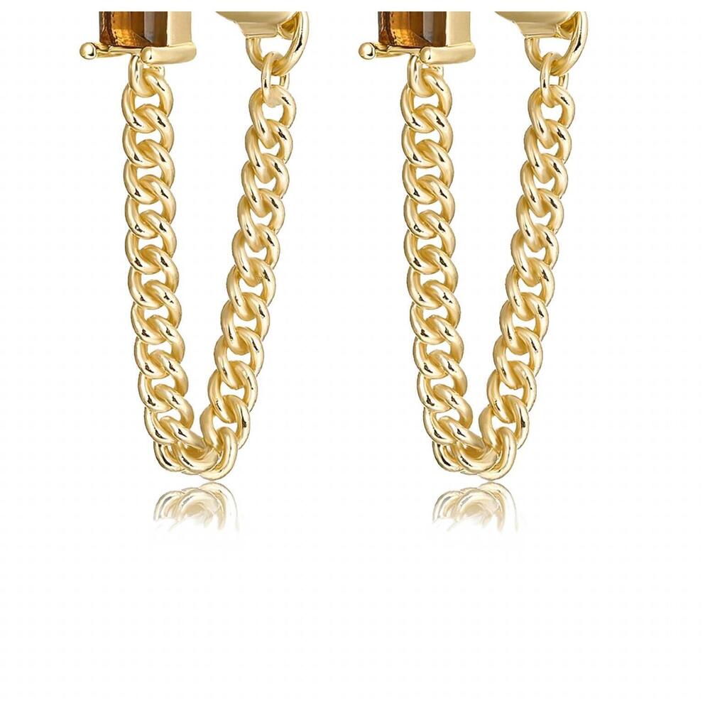 NEW F+H STUDIOS lionel gemstone + chain studs in gold